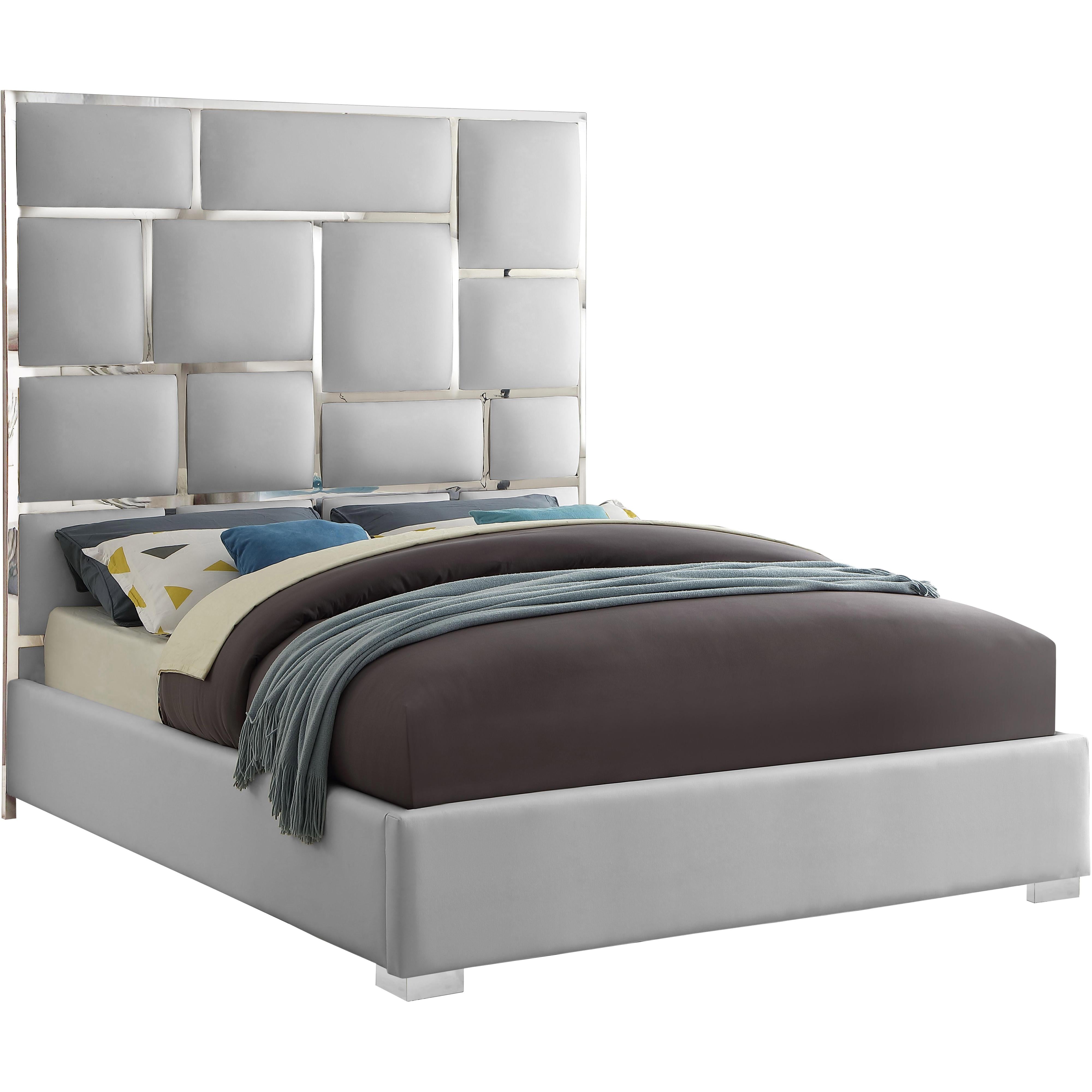 Meridian Milan White Vegan Leather King Bed