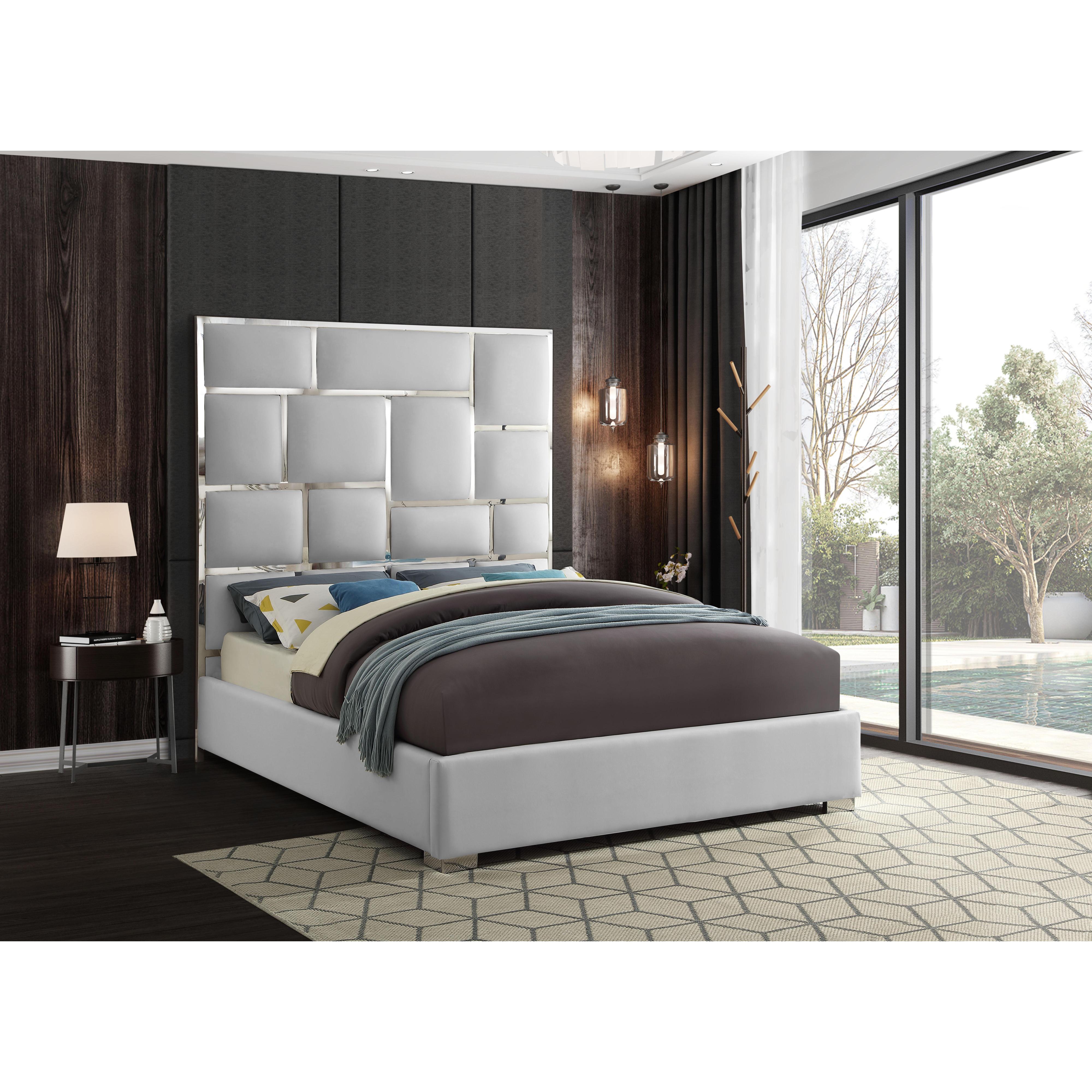 Meridian Milan White Vegan Leather King Bed