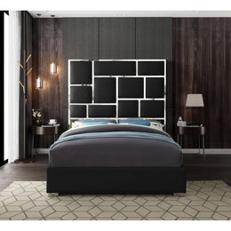 Meridian Milan Black Vegan Leather Queen Bed