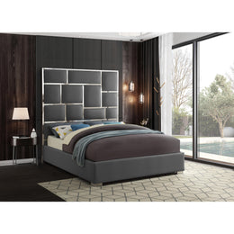 Meridian Milan Grey Vegan Leather Queen Bed
