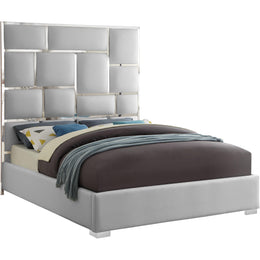 Meridian Milan White Vegan Leather Queen Bed