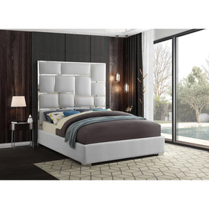 Meridian Milan White Vegan Leather Queen Bed