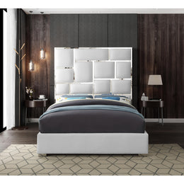 Meridian Milan White Vegan Leather Queen Bed