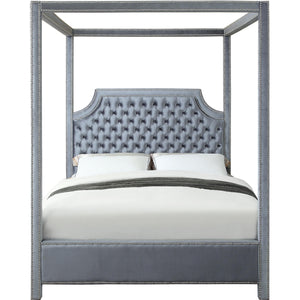 Meridian Rowan Grey Velvet King Bed (3 Boxes)
