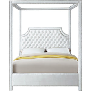 Meridian Rowan White Velvet King Bed (3 Boxes)