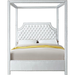 Meridian Rowan White Velvet Queen Bed (3 Boxes)