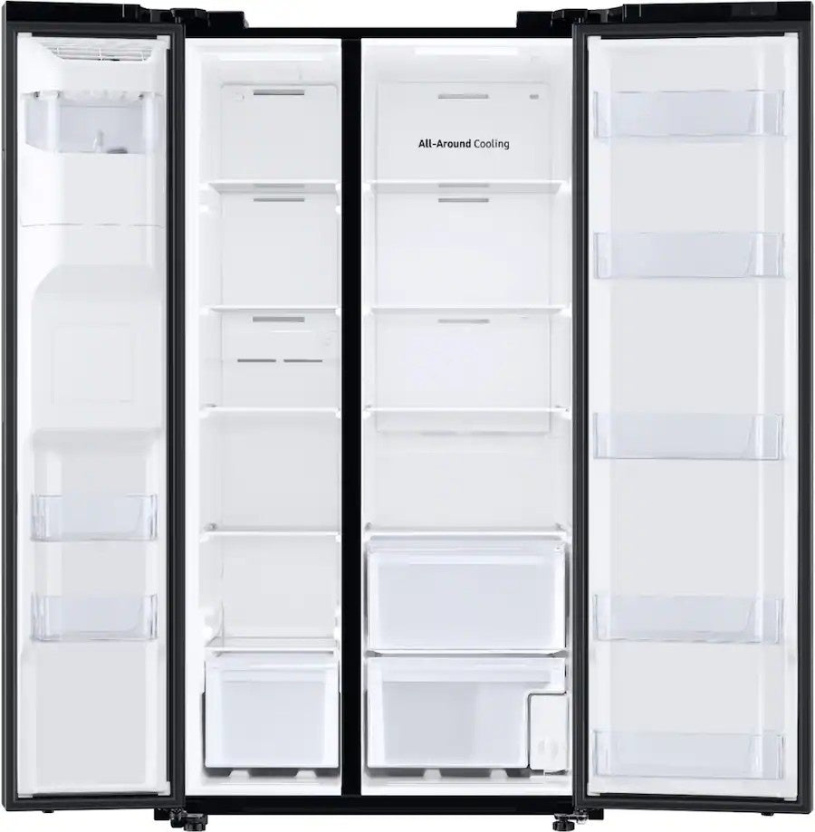 Samsung - 36 in. Wide 27.4 cu. ft. Side-by-Side Refrigerator with Large Capacity - Black Stainless Steel