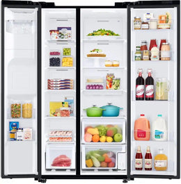 Samsung - 36 in. Wide 27.4 cu. ft. Side-by-Side Refrigerator with Large Capacity - Black Stainless Steel
