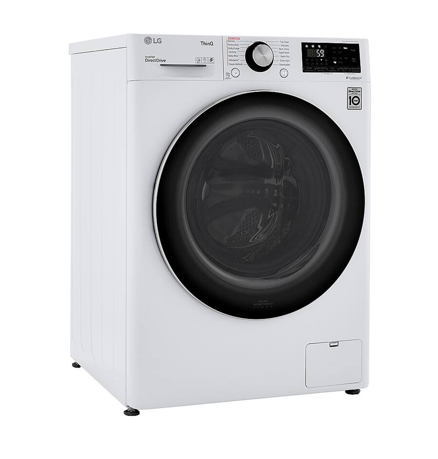 LG - 2.4 Cu. Ft. High-Efficiency Smart Front Load Washer and Electric Dryer Combo with Steam and Sensor Dry - White