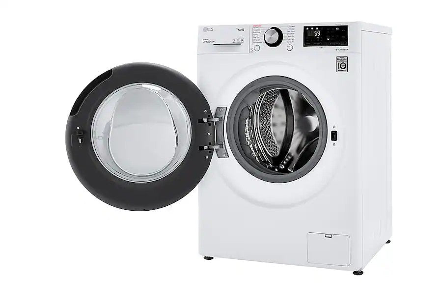 LG - 2.4 Cu. Ft. High-Efficiency Smart Front Load Washer and Electric Dryer Combo with Steam and Sensor Dry - White