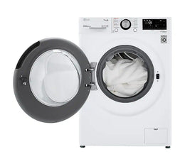 LG - 2.4 Cu. Ft. High-Efficiency Smart Front Load Washer and Electric Dryer Combo with Steam and Sensor Dry - White