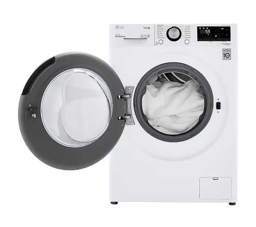 LG - 2.4 Cu. Ft. High-Efficiency Smart Front Load Washer and Electric Dryer Combo with Steam and Sensor Dry - White