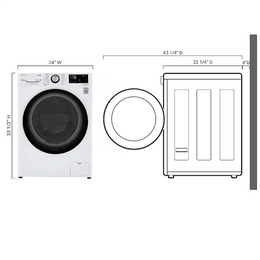 LG - 2.4 Cu. Ft. High-Efficiency Smart Front Load Washer and Electric Dryer Combo with Steam and Sensor Dry - White