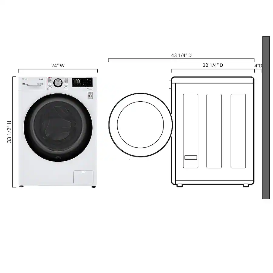 LG - 2.4 Cu. Ft. High-Efficiency Smart Front Load Washer and Electric Dryer Combo with Steam and Sensor Dry - White
