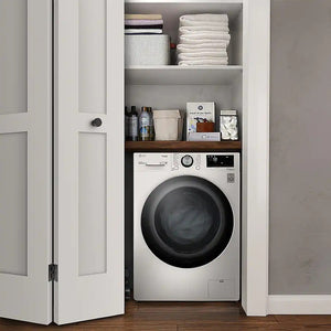 LG - 2.4 Cu. Ft. High-Efficiency Smart Front Load Washer and Electric Dryer Combo with Steam and Sensor Dry - White