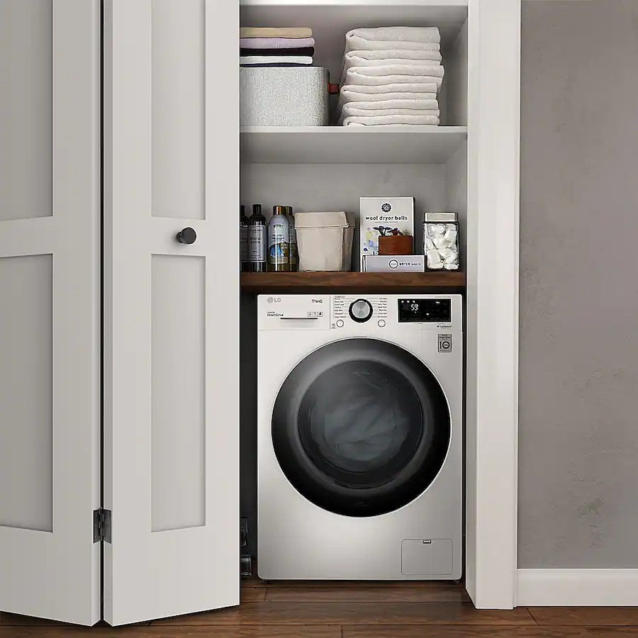 LG - 2.4 Cu. Ft. High-Efficiency Smart Front Load Washer and Electric Dryer Combo with Steam and Sensor Dry - White