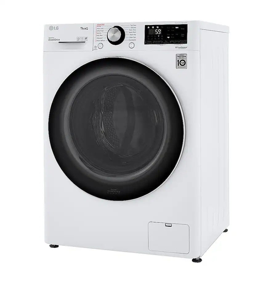 LG - 2.4 Cu. Ft. High-Efficiency Smart Front Load Washer and Electric Dryer Combo with Steam and Sensor Dry - White