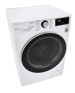 LG - 2.4 Cu. Ft. High-Efficiency Smart Front Load Washer and Electric Dryer Combo with Steam and Sensor Dry - White