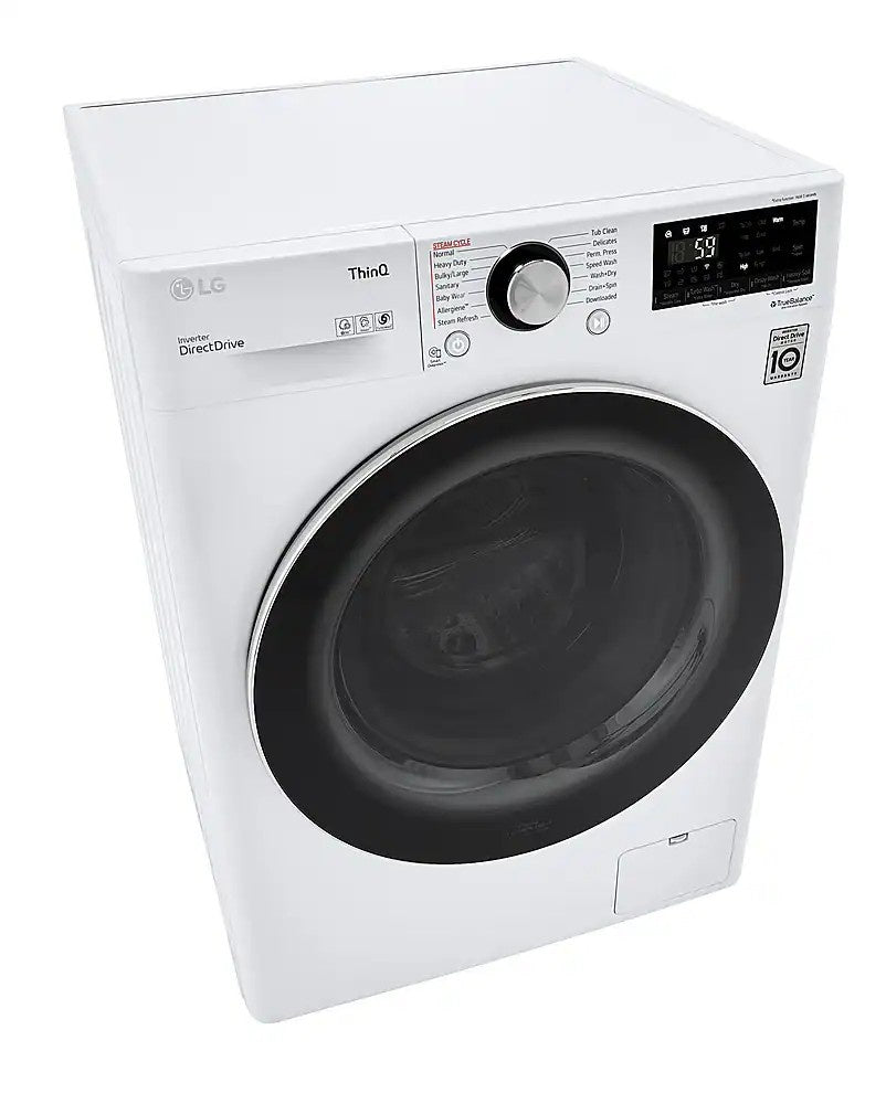 LG - 2.4 Cu. Ft. High-Efficiency Smart Front Load Washer and Electric Dryer Combo with Steam and Sensor Dry - White