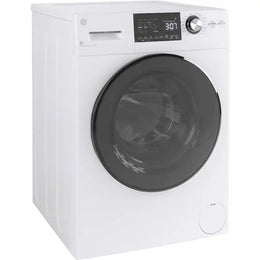 GE - 2.4 Cu. Ft. High-Efficiency Front Load Washer and Electric Condenser Dryer Combo with Steam and Sanitize - White
