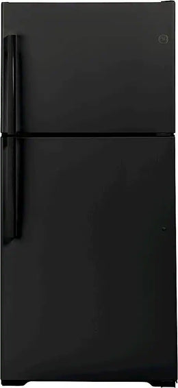 GE - 33 in. Wide 21.9 Cu. Ft. Top-Freezer Refrigerator with Garage Ready Performance - Black