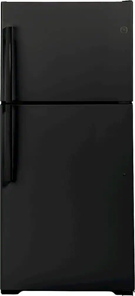 GE - 33 in. Wide 21.9 Cu. Ft. Top-Freezer Refrigerator with Garage Ready Performance - Black