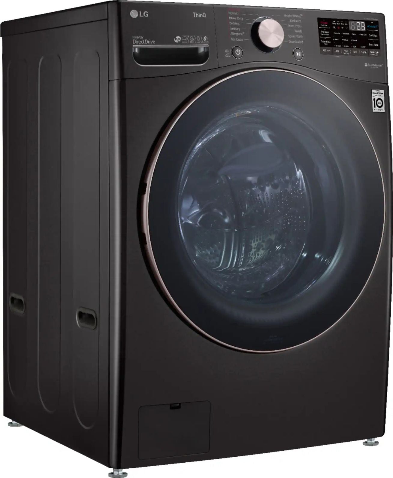 Package - LG - 4.5 Cu. Ft. High-Efficiency Stackable Smart Front Load Washer with Steam and Built-In Intelligence and 7.4 Cu. Ft. Stackable Smart Electric Dryer with Steam and Built-In Intelligence - Black Steel
