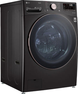 Package - LG - 4.5 Cu. Ft. High-Efficiency Stackable Smart Front Load Washer with Steam and Built-In Intelligence and 7.4 Cu. Ft. Stackable Smart Electric Dryer with Steam and Built-In Intelligence - Black Steel