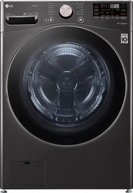 Package - LG - 4.5 Cu. Ft. High-Efficiency Stackable Smart Front Load Washer with Steam and Built-In Intelligence and 7.4 Cu. Ft. Stackable Smart Electric Dryer with Steam and Built-In Intelligence - Black Steel