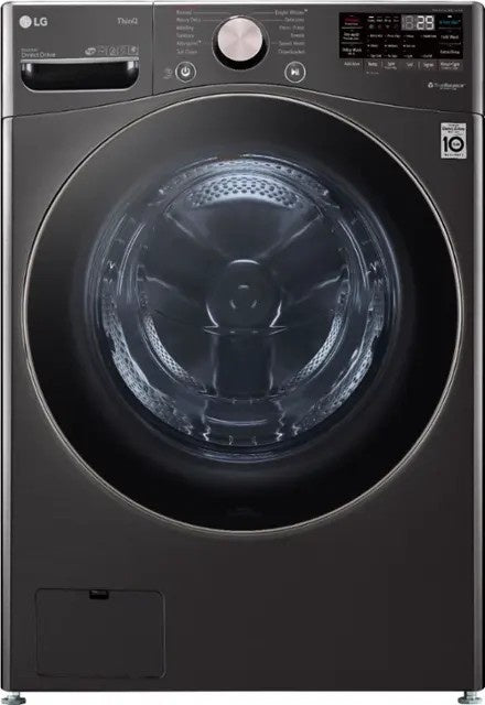 Package - LG - 4.5 Cu. Ft. High-Efficiency Stackable Smart Front Load Washer with Steam and Built-In Intelligence and 7.4 Cu. Ft. Stackable Smart Electric Dryer with Steam and Built-In Intelligence - Black Steel
