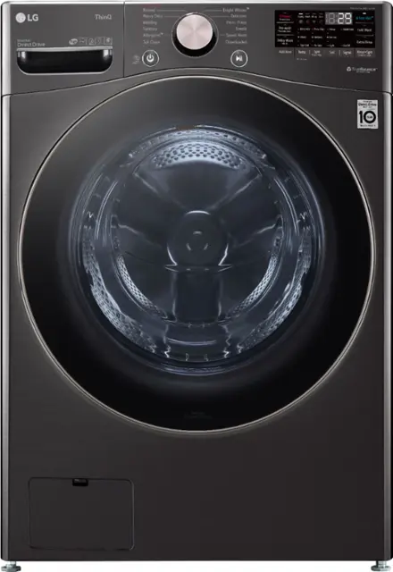 Package - LG - 4.5 Cu. Ft. High-Efficiency Stackable Smart Front Load Washer with Steam and Built-In Intelligence and 7.4 Cu. Ft. Stackable Smart Electric Dryer with Steam and Built-In Intelligence - Black Steel