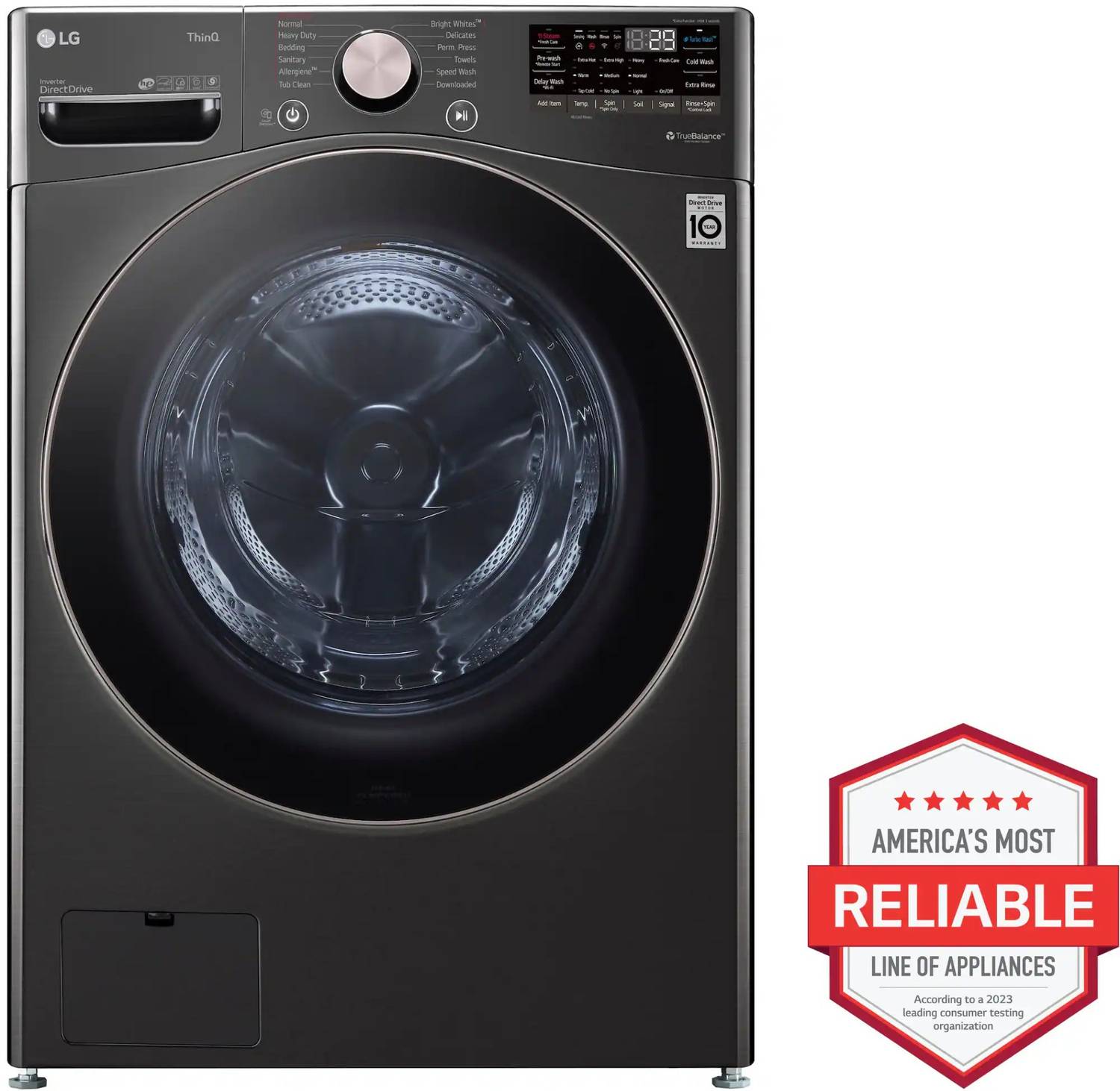 Package - LG - 4.5 Cu. Ft. High-Efficiency Stackable Smart Front Load Washer with Steam and Built-In Intelligence and 7.4 Cu. Ft. Stackable Smart Electric Dryer with Steam and Built-In Intelligence - Black Steel