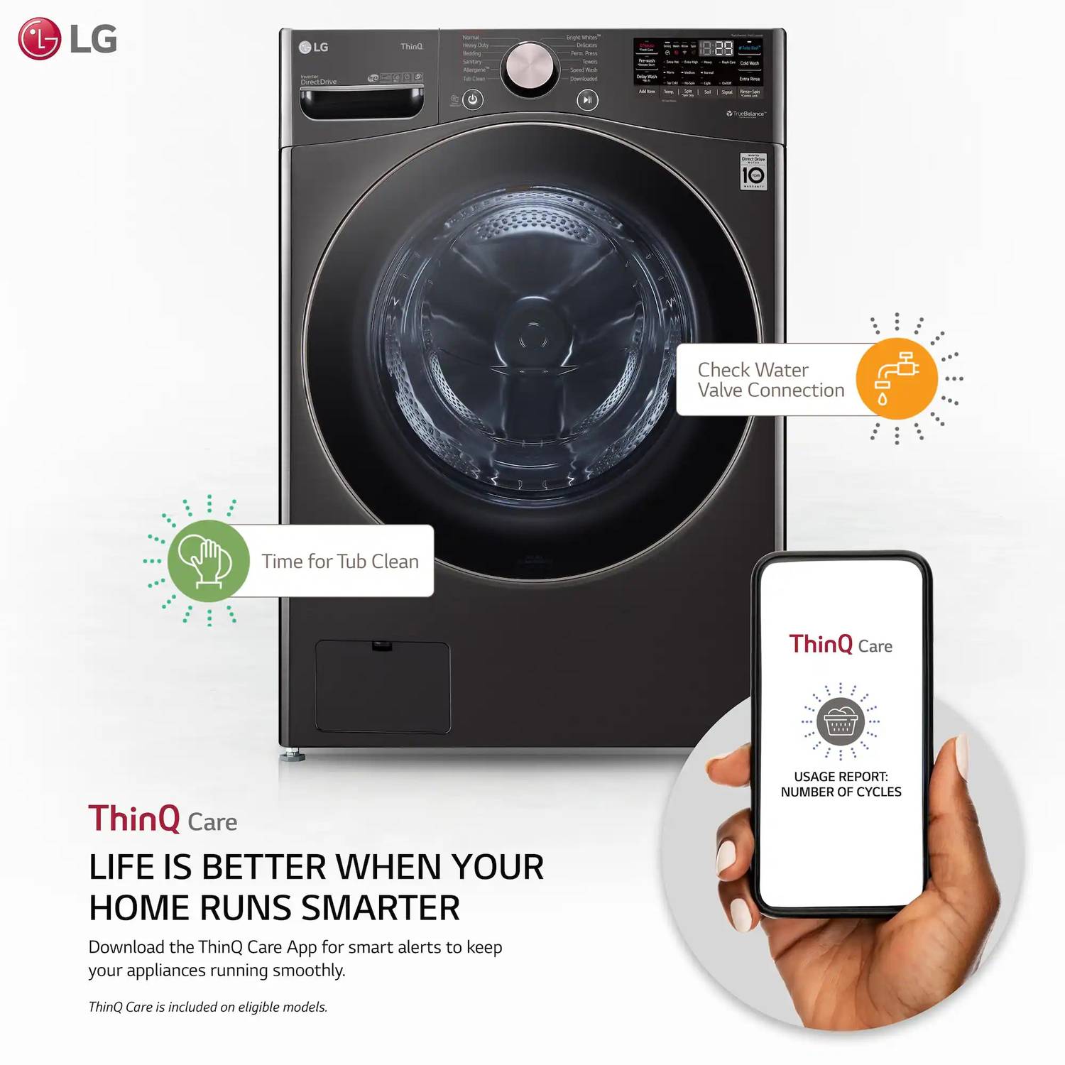 Package - LG - 4.5 Cu. Ft. High-Efficiency Stackable Smart Front Load Washer with Steam and Built-In Intelligence and 7.4 Cu. Ft. Stackable Smart Electric Dryer with Steam and Built-In Intelligence - Black Steel