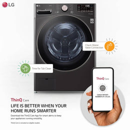 Package - LG - 4.5 Cu. Ft. High-Efficiency Stackable Smart Front Load Washer with Steam and Built-In Intelligence and 7.4 Cu. Ft. Stackable Smart Electric Dryer with Steam and Built-In Intelligence - Black Steel