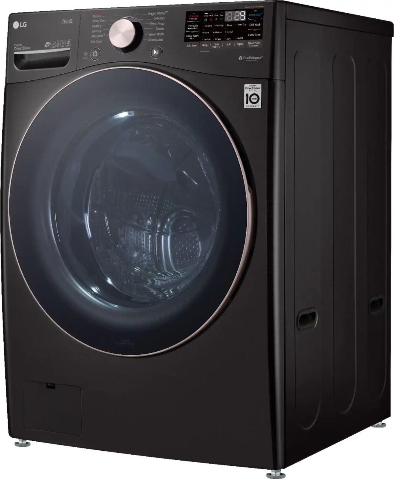 Package - LG - 4.5 Cu. Ft. High-Efficiency Stackable Smart Front Load Washer with Steam and Built-In Intelligence and 7.4 Cu. Ft. Stackable Smart Electric Dryer with Steam and Built-In Intelligence - Black Steel