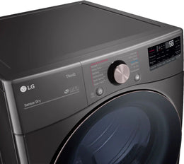Package - LG - 4.5 Cu. Ft. High-Efficiency Stackable Smart Front Load Washer with Steam and Built-In Intelligence and 7.4 Cu. Ft. Stackable Smart Electric Dryer with Steam and Built-In Intelligence - Black Steel