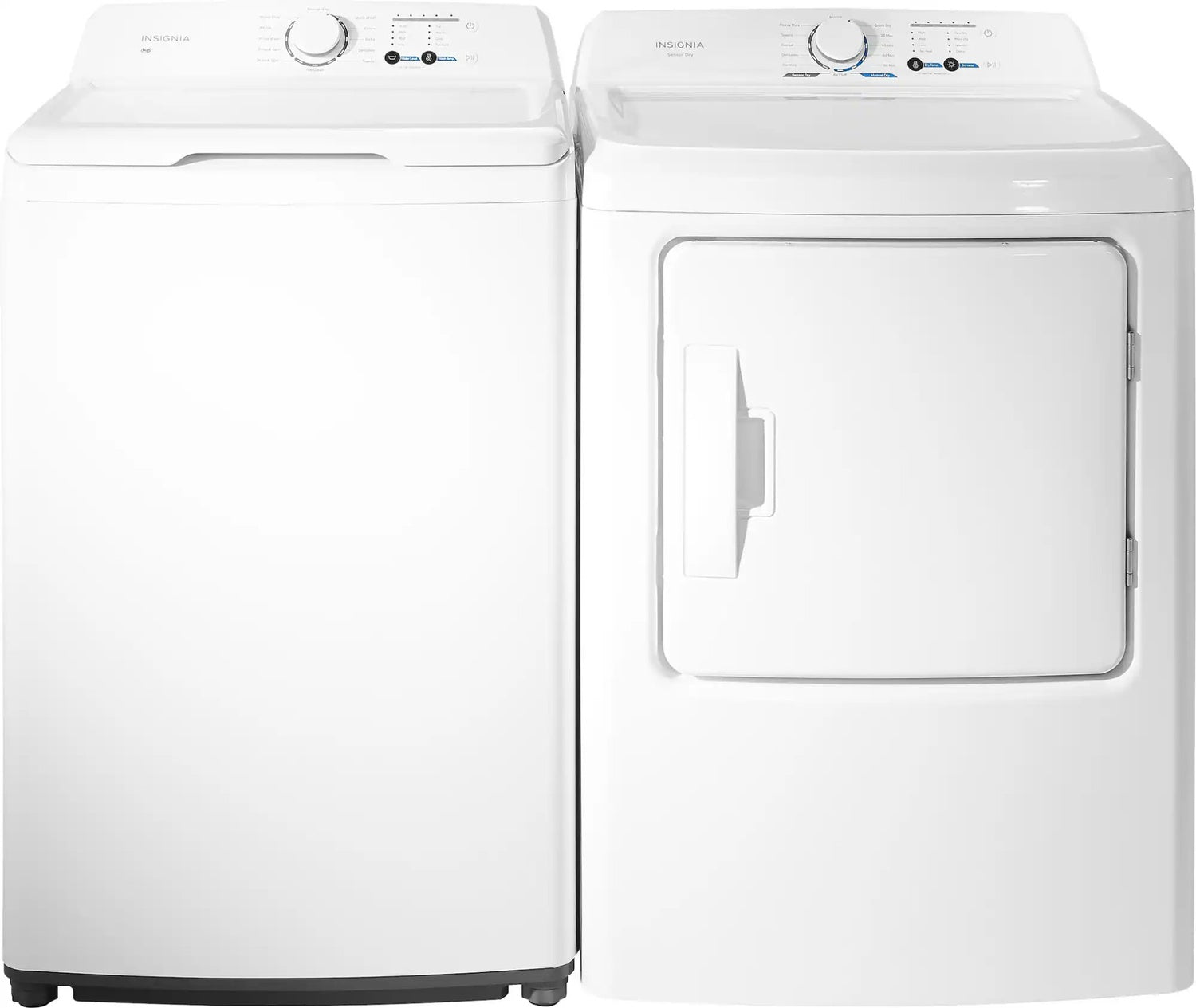 Package - Insignia™ - 3.7 Cu. Ft. High Efficiency 12-Cycle Top-Loading Washer and 6.7 Cu. Ft. Electric Dryer with Sensor Dry - White