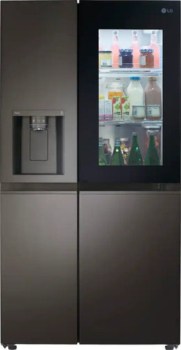 LG - 36-in Wide 27.1 Cu. Ft. Side-by-Side Smart Refrigerator with Craft Ice - Black Stainless Steel