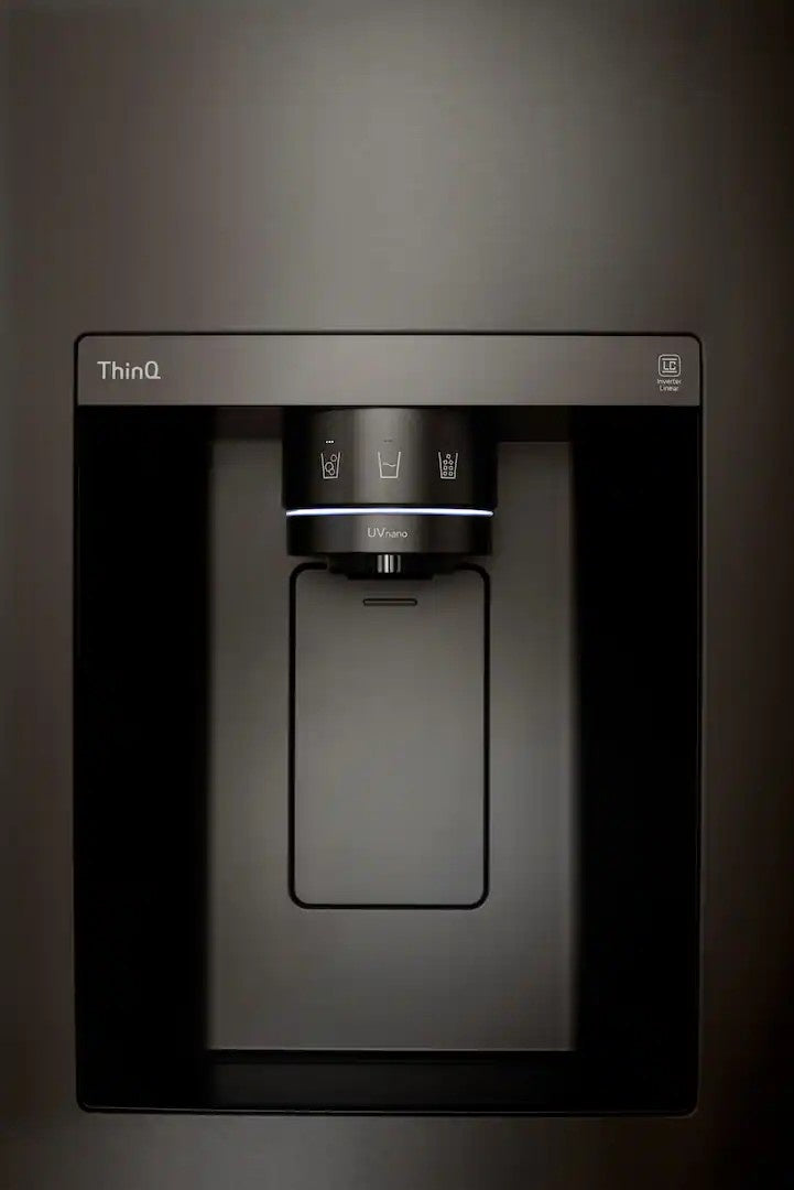 LG - 36-in Wide 27.1 Cu. Ft. Side-by-Side Smart Refrigerator with Craft Ice - Black Stainless Steel