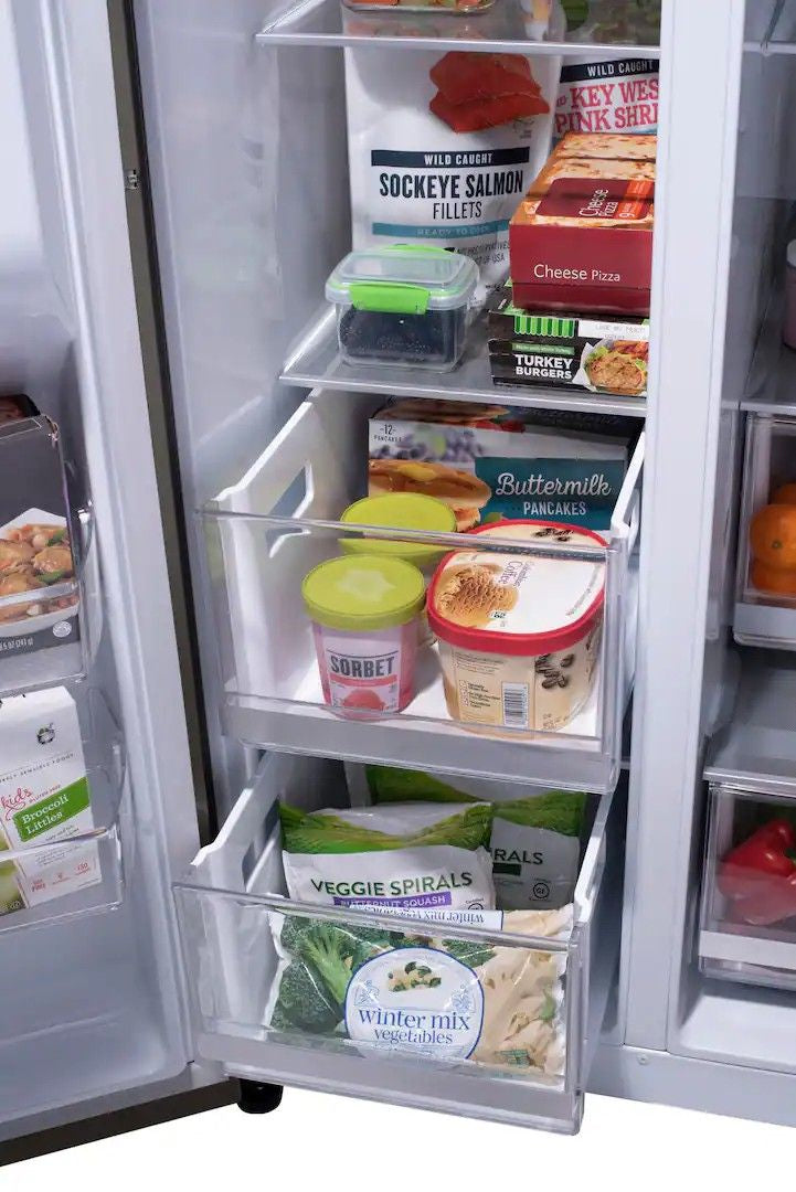 LG - 36-in Wide 27.1 Cu. Ft. Side-by-Side Smart Refrigerator with Craft Ice - Black Stainless Steel