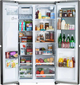 LG - 36-in Wide 27.1 Cu. Ft. Side-by-Side Smart Refrigerator with Craft Ice - Stainless Steel