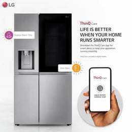 LG - 36-in Wide 27.1 Cu. Ft. Side-by-Side Smart Refrigerator with Craft Ice - Stainless Steel