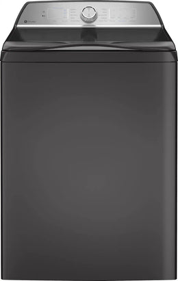 Package - GE Profile - 5.0 Cu. Ft. High Efficiency Smart Top Load Washer with Smarter Wash Technology, Easier Reach & Microban Technology and 7.4 Cu. Ft. Smart Electric Dryer with Sanitize Cycle and Sensor Dry - Diamond Gray