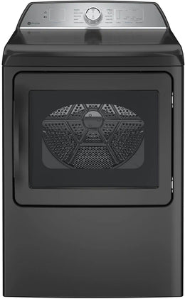 Package - GE Profile - 5.0 Cu. Ft. High Efficiency Smart Top Load Washer with Smarter Wash Technology, Easier Reach & Microban Technology and 7.4 Cu. Ft. Smart Electric Dryer with Sanitize Cycle and Sensor Dry - Diamond Gray