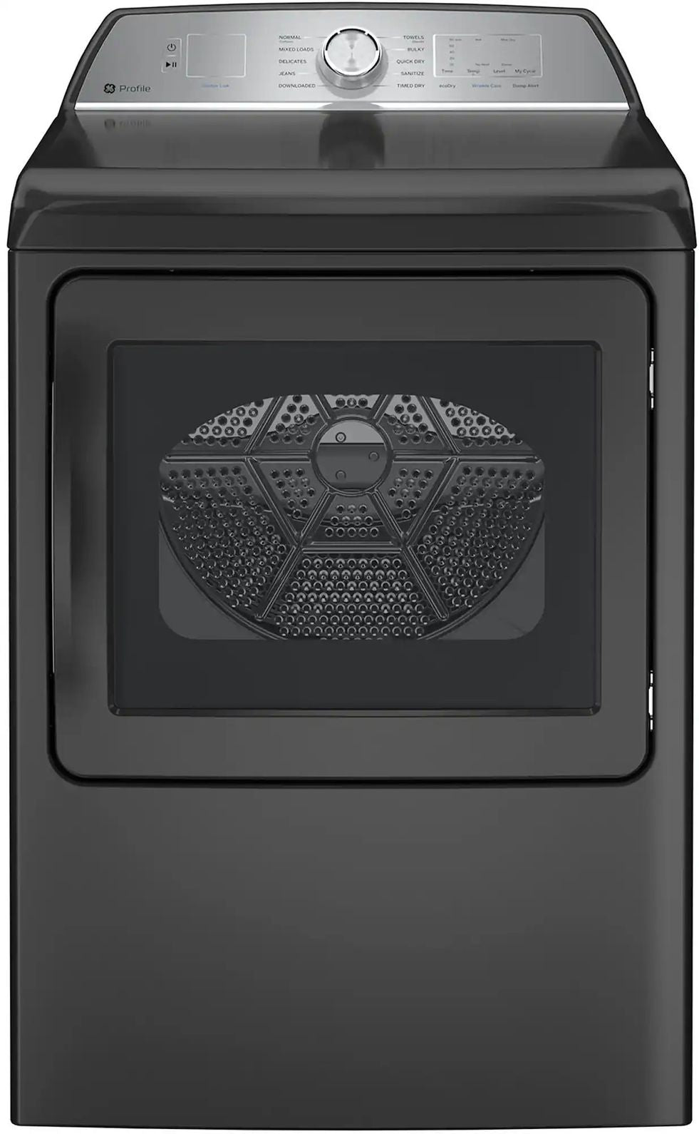 Package - GE Profile - 5.0 Cu. Ft. High Efficiency Smart Top Load Washer with Smarter Wash Technology, Easier Reach & Microban Technology and 7.4 Cu. Ft. Smart Electric Dryer with Sanitize Cycle and Sensor Dry - Diamond Gray
