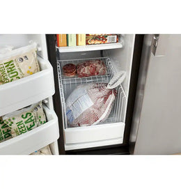 GE - 36 in. Wide 25.3 Cu. Ft. Side-by-Side Refrigerator with External Ice & Water Dispenser - High Gloss Black
