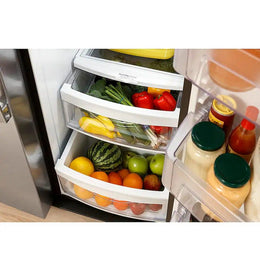 GE - 36 in. Wide 25.3 Cu. Ft. Side-by-Side Refrigerator with External Ice & Water Dispenser - High Gloss Black