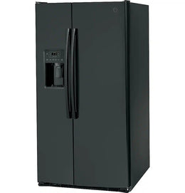 GE - 36 in. Wide 25.3 Cu. Ft. Side-by-Side Refrigerator with External Ice & Water Dispenser - High Gloss Black