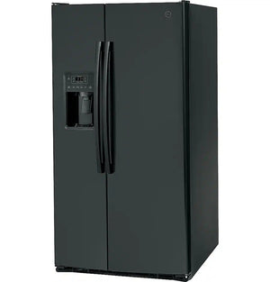 GE - 36 in. Wide 25.3 Cu. Ft. Side-by-Side Refrigerator with External Ice & Water Dispenser - High Gloss Black
