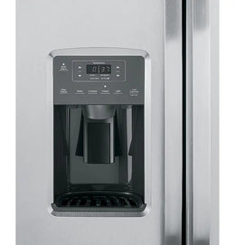 GE - 36 in. Wide 25.3 Cu. Ft. Side-by-Side Refrigerator with External Ice & Water Dispenser - Stainless Steel